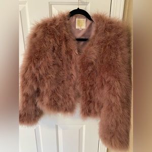Pello Bello Feather Jacket, size medium, dusty pink